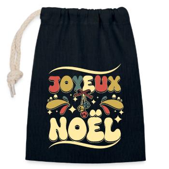 Vintage French Christmas joyeux noël - Verschließbarer Geschenkbeutel aus Baumwolle (14x20cm) - Navy - Vorne