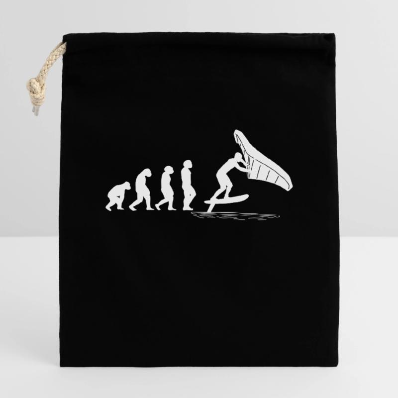 Wingfoil Surfer Wingfoiling Board Evolution Sac cadeau en coton avec cordon (14 x 20 cm)