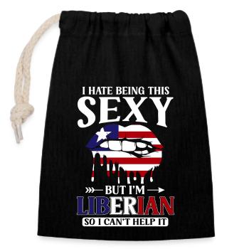 Liberia Flagge Liberianer - Verschließbarer Geschenkbeutel aus Baumwolle (14x20cm) - Schwarz - Vorne