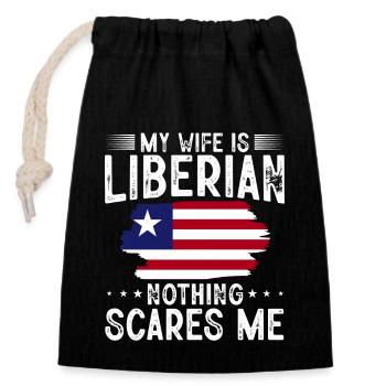 Liberia Flagge Liberianer - Verschließbarer Geschenkbeutel aus Baumwolle (14x20cm) - Schwarz - Vorne