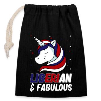 Liberia Flagge Liberianer - Verschließbarer Geschenkbeutel aus Baumwolle (14x20cm) - Schwarz - Vorne