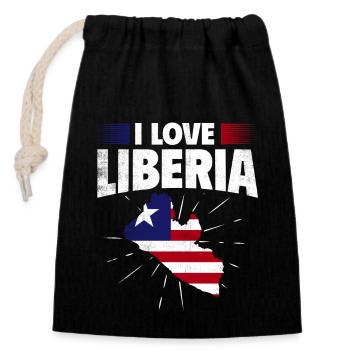 Liberia Flagge Liberianer - Verschließbarer Geschenkbeutel aus Baumwolle (14x20cm) - Schwarz - Vorne