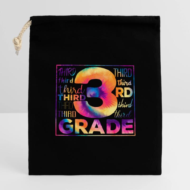 Tie Dye 3rd Grade Third Typography Team Students Closable cotton gift bag (14x20cm)