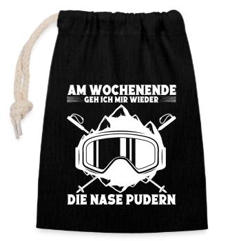 Wintersportler Skifahren Skipiste Skifahrer - Verschließbarer Geschenkbeutel aus Baumwolle (14x20cm) - Schwarz - Vorne
