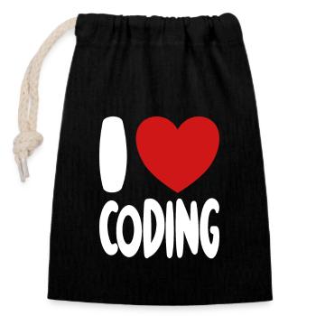 I Love Coding - Programmeur T-shirt - Sac cadeau en coton avec cordon (14 x 20 cm) - noir - Devant