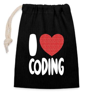 I Love Coding - Programmeur T-shirt - Sac cadeau en coton avec cordon (14 x 20 cm) - noir - Devant