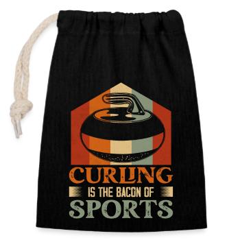 Le curling est le bacon des sports de glace Balai Cur - Sac cadeau en coton avec cordon (14 x 20 cm) - noir - Devant