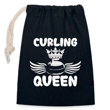 Curling Queen Ice Sport Balai Curler - Sac cadeau en coton avec cordon (14 x 20 cm) - bleu marine - Devant