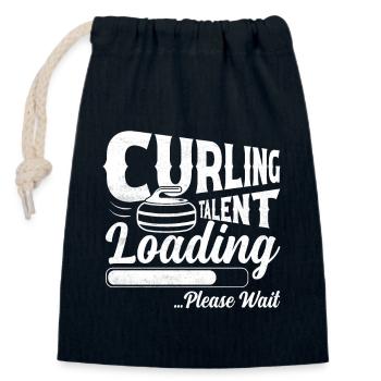 Curling Talent Loading ...Please Wait Broom Curler - Verschließbarer Geschenkbeutel aus Baumwolle (14x20cm) - Navy - Vorne