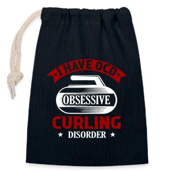 J’ai un trouble obsessionnel du curling - Sac cadeau en coton avec cordon (14 x 20 cm) - bleu marine - Devant