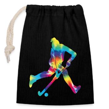 Field Hockey Tie Dye - Closable cotton gift bag (14x20cm) - black - Front