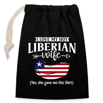 Liberia Flagge Liberianer - Verschließbarer Geschenkbeutel aus Baumwolle (14x20cm) - Schwarz - Vorne