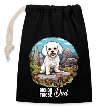 Chien Bichon Friesé - Sac cadeau en coton avec cordon (14 x 20 cm) - noir - Devant
