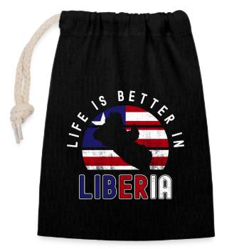 Liberia Flagge Liberianer - Verschließbarer Geschenkbeutel aus Baumwolle (14x20cm) - Schwarz - Vorne