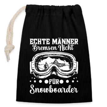 Berge Skifahrer Skipiste Wintersportler Skifahren - Verschließbarer Geschenkbeutel aus Baumwolle (14x20cm) - Schwarz - Vorne