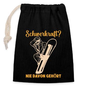 Berge Skipiste Snowboarden Snowboarding - Verschließbarer Geschenkbeutel aus Baumwolle (14x20cm) - Schwarz - Vorne