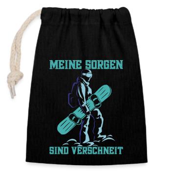 Skipiste Wintersportler Berge Snowboardfahrer - Verschließbarer Geschenkbeutel aus Baumwolle (14x20cm) - Schwarz - Vorne