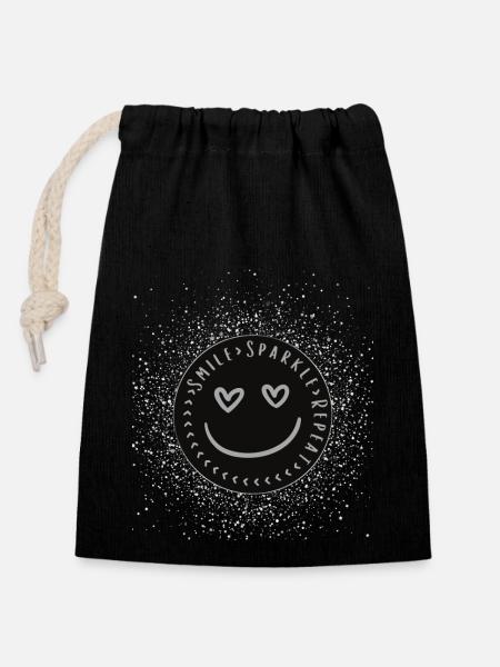 Sourire Scintillement Répéter - Sac cadeau en coton avec cordon (14 x 20 cm) - noir