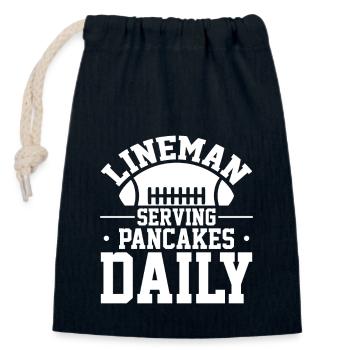 Lineman serves pancakes daily - Closable cotton gift bag (14x20cm) - navy - Front