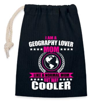 Drôle De Géographie Amant Maman - Sac cadeau en coton avec cordon (14 x 20 cm) - bleu marine - Devant