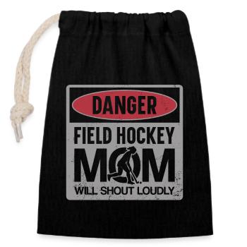 Hockey sur gazon maman danger terrain - Sac cadeau en coton avec cordon (14 x 20 cm) - noir - Devant