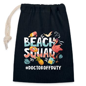 Groupe de plage de vacances de médecin - Sac cadeau en coton avec cordon (14 x 20 cm) - bleu marine - Devant
