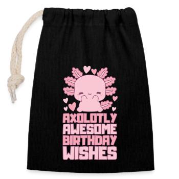 Axolotl Birthday Party - Closable cotton gift bag (14x20cm) - black - Front