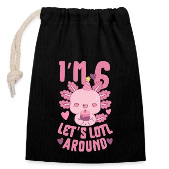 Axolotl Birthday Party - Closable cotton gift bag (14x20cm) - black - Front