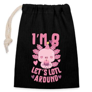 Axolotl Birthday Party - Closable cotton gift bag (14x20cm) - black - Front