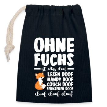 Fuchs - Verschließbarer Geschenkbeutel aus Baumwolle (14x20cm) - Navy - Vorne