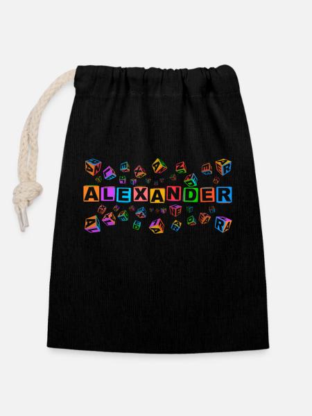 ALEXANDER colourful cubes - Verschließbarer Geschenkbeutel aus Baumwolle (14x20cm) - Schwarz