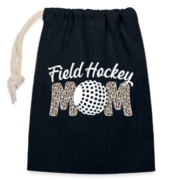 Terrain de hockey sur gazon Leopard Cheetah - Sac cadeau en coton avec cordon (14 x 20 cm) - bleu marine - Devant