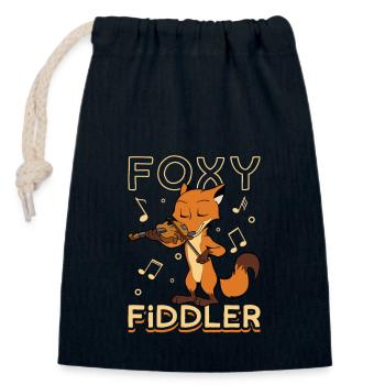 Foxy fiddler - renard au violon - Sac cadeau en coton avec cordon (14 x 20 cm) - bleu marine - Devant