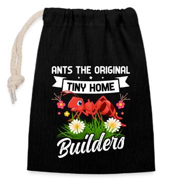 Ants the original tiny home builders - Closable cotton gift bag (14x20cm) - black - Front