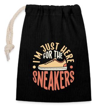 Je ne suis là que pour les sneakers - collectionneur de chaussures - Sac cadeau en coton avec cordon (14 x 20 cm) - noir - Devant