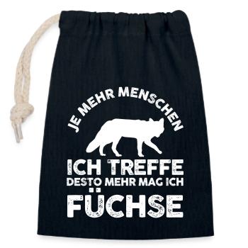 Fuchs - Verschließbarer Geschenkbeutel aus Baumwolle (14x20cm) - Navy - Vorne