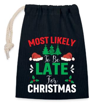 Probably late for Christmas - Closable cotton gift bag (14x20cm) - navy - Front