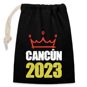 Cancún 2023 - Sac cadeau en coton avec cordon (14 x 20 cm) - noir - Devant