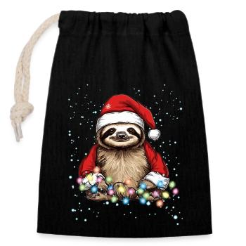 Conception de Noël paresseux drôle - Noël paresseux - Sac cadeau en coton avec cordon (14 x 20 cm) - noir - Devant