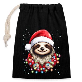 Conception de Noël paresseux pour hommes et femmes - Sac cadeau en coton avec cordon (14 x 20 cm) - noir - Devant