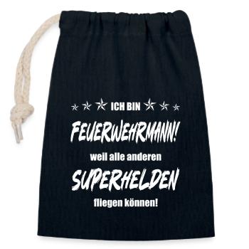 Ich bin Feuerwehrmann weil alle anderen... - Verschließbarer Geschenkbeutel aus Baumwolle (14x20cm) - Navy - Vorne