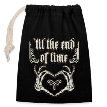 Gothic Love, Saying with Bone Hands, Skeleton - Closable cotton gift bag (14x20cm) - black - Front