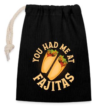 Vous m’avez eu chez Fajitas Food Wrap Foodie Taco - Sac cadeau en coton avec cordon (14 x 20 cm) - noir - Devant