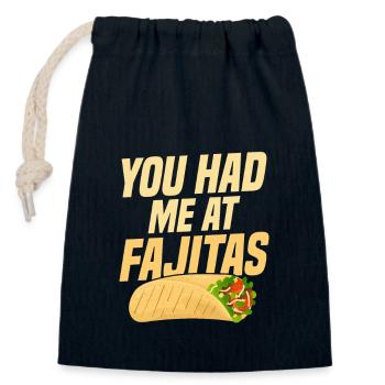 Vous m’avez eu chez Fajitas Foodie Taco Food Wrap - Sac cadeau en coton avec cordon (14 x 20 cm) - bleu marine - Devant