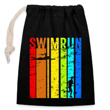 SwimRun Swimming Jogging Endurance Sports Idea - Closable cotton gift bag (14x20cm) - black - Front