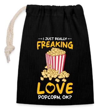 Popcorn Lover Gift Funny Popcorn - Closable cotton gift bag (14x20cm) - black - Front