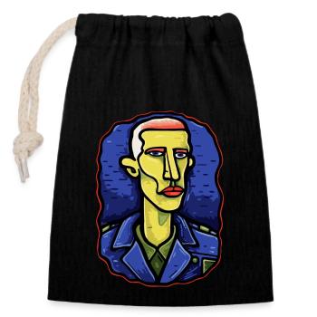 Modern Art: Self-Portrait of the Cartoon Artist - Closable cotton gift bag (14x20cm) - black - Front