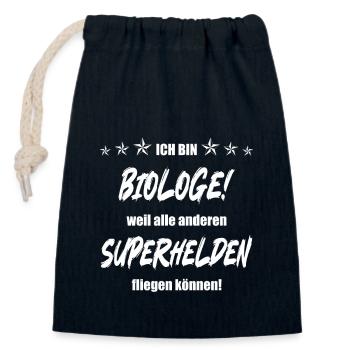 Ich bin Biologe weil alle anderen Superhelden... - Verschließbarer Geschenkbeutel aus Baumwolle (14x20cm) - Navy - Vorne