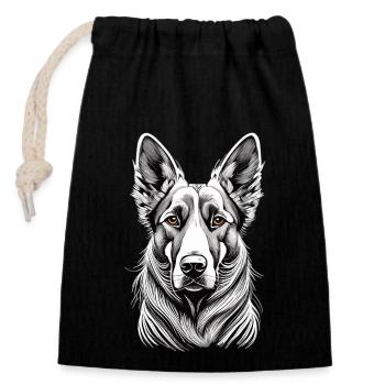 Monochromer Charme - Schäferhund im Rampenlicht - Verschließbarer Geschenkbeutel aus Baumwolle (14x20cm) - Schwarz - Vorne