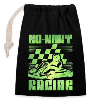 Go-karting, racing, go-kart racing, go-kart drivers - Closable cotton gift bag (14x20cm) - black - Front